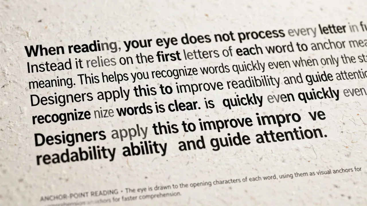 Close-up of a line of text with the leading letters of each word emphasised