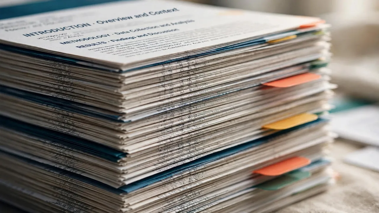 A stack of document pages with precise edges