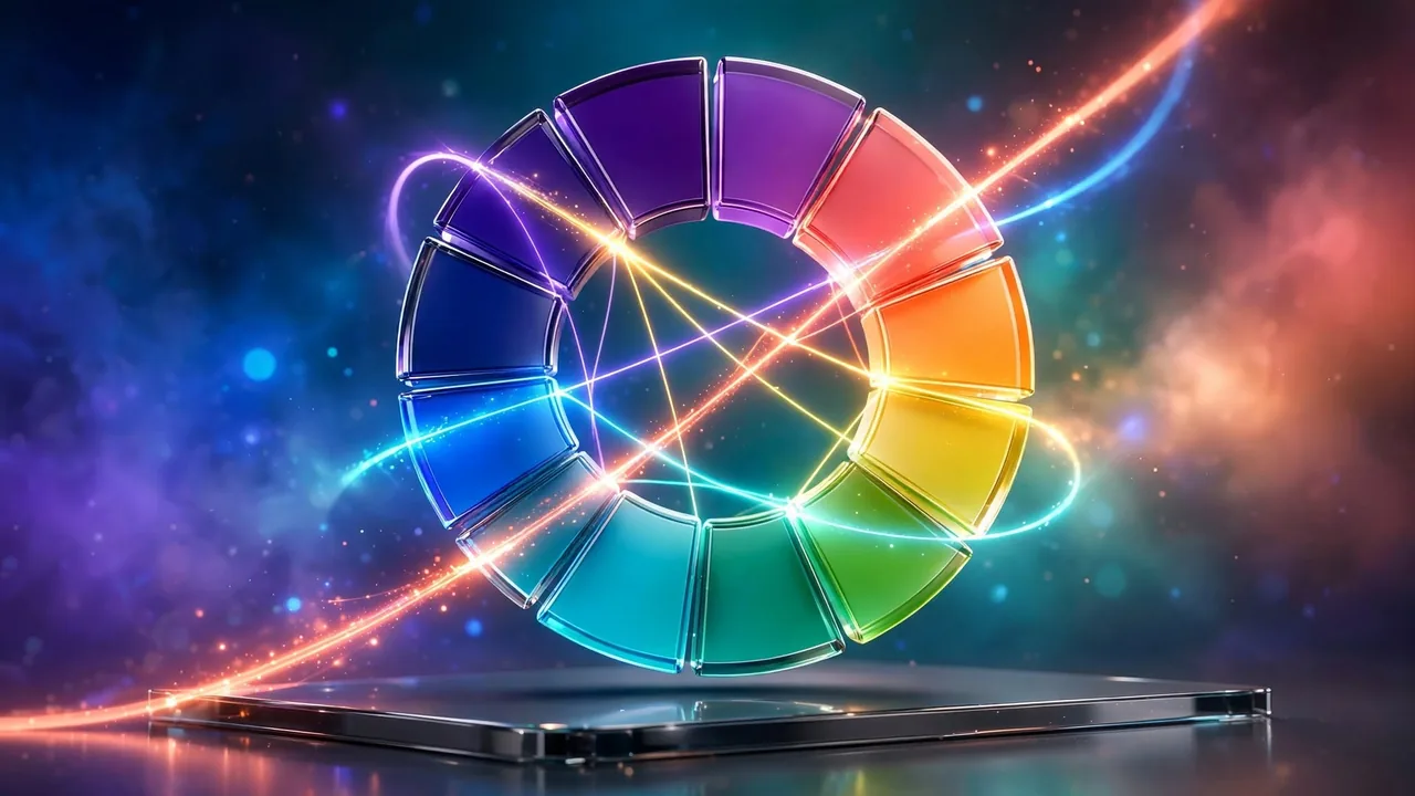 A colour wheel with harmonious points selected