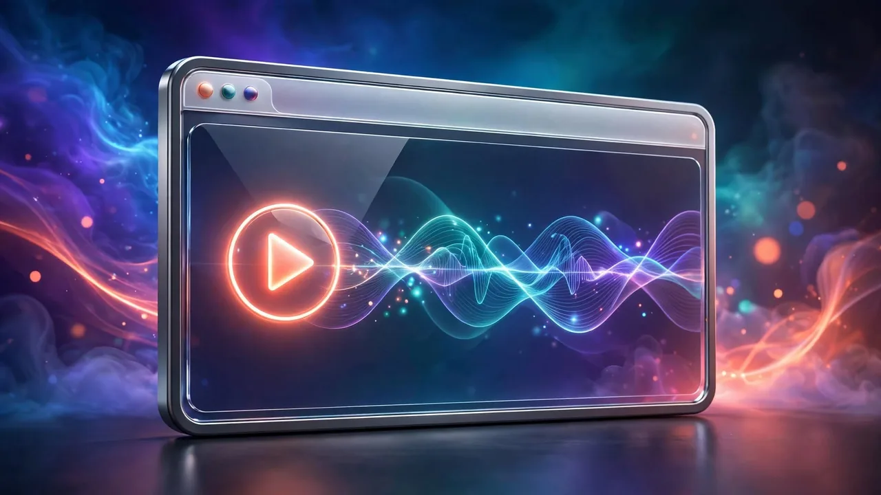 A block of text transforming into an audio waveform