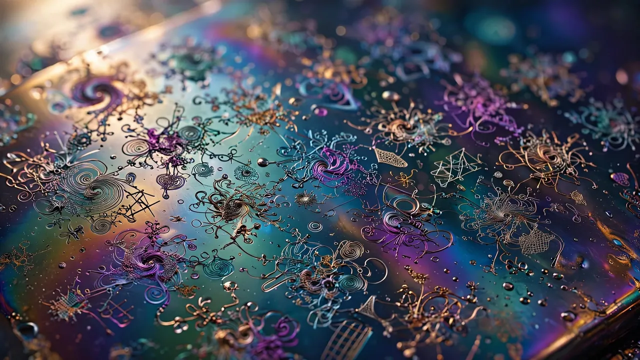 Randomised symbol clusters etched into a reflective surface