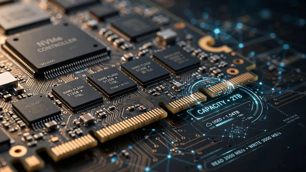 A storage device circuit board with subtle capacity motifs