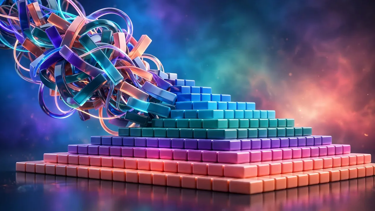 Tangled code transforming into clean, neatly indented code