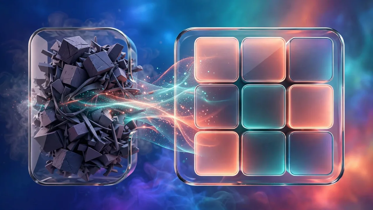 Two code blocks side by side, one tangled and one tidy